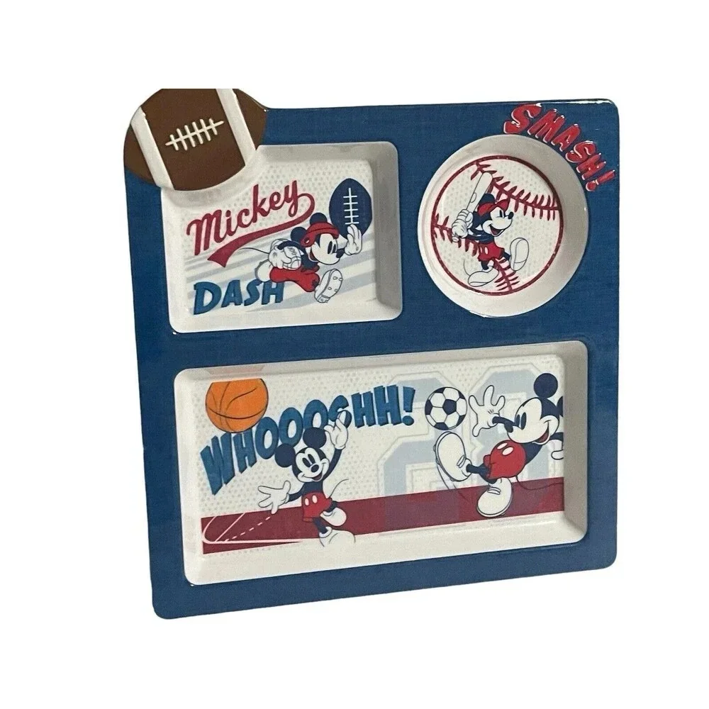 Disney Mickey Mouse Blue 3 Compartment Melamine Sports Plate